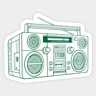 Boombox (Cadmium Green Lines) Analog / Music Sticker